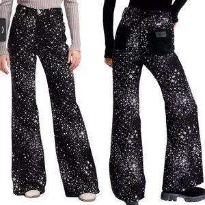 Free people wrangler stars truck bell bottom jeans black with stars